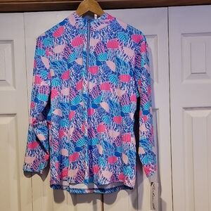 Lulu-B Vibrant Blue and Pink Patterned Top